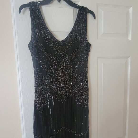 1920s Beaded Fringe-Hem Flapper Costume Dress - S - Picture 1 of 4